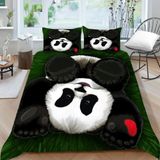 NDXRWDZR Nevresim Takımı 220 x 240 Yetişkin Panda Nevresim 2 Kişilik Fermuarlı Rahat Nefes Alabilir Mikrofiber Nevresim ve 2 Yastık Kılıfı 65 x 65 cm