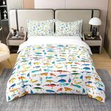 NDXRWDZR Nevresim Takımı 220 x 240 Yetişkin Renkli Balık Nevresim 2 Kişilik Fermuarlı Rahat Nefes Alabilir Mikrofiber Nevresim ve 2 Yastık Kılıfı 65 x 65 cm