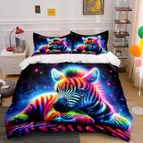 NDXRWDZR Nevresim Takımı 220 x 240 Yetişkin Renkli Zebra Nevresim Fermuarlı 2 Kişilik Rahat Nefes Alabilir Mikrofiber Nevresim ve 2 Yastık Kılıfı 65 x 65 cm