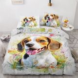 NDXRWDZR Nevresim Takımı 220 x 240 Yetişkin Sevimli Beagle Nevresim 2 Kişilik Fermuarlı Rahat Nefes Alabilir Mikrofiber Nevresim ve 2 Yastık Kılıfı 65 x 65 cm