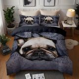 NDXRWDZR Nevresim Takımı 220 x 240 Yetişkin Sevimli Bulldog Nevresim 2 Kişilik Fermuarlı Rahat Nefes Alabilir Mikrofiber Nevresim ve 2 Yastık Kılıfı 65 x 65 cm