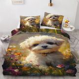 NDXRWDZR Nevresim Takımı 220 x 240 Yetişkin Shih Tzu Beyaz Nevresim Fermuarlı 2 Kişilik Rahat Nefes Alabilir Mikrofiber Nevresim ve 2 Yastık Kılıfı 65 x 65 cm