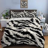 NDXRWDZR Nevresim Takımı 220 x 240 Yetişkin Siyah ve Beyaz Kürk Nevresim Fermuarlı 2 Kişilik Rahat Nefes Alabilir Mikrofiber Nevresim ve 2 Yastık Kılıfı 65 x 65 cm