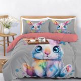 NDXRWDZR Nevresim Takımı 220 x 240 Yetişkin Tavşan Gri Nevresim Fermuarlı 2 Kişilik Rahat Nefes Alabilir Mikrofiber Nevresim ve 2 Yastık Kılıfı 65 x 65 cm