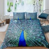 NDXRWDZR Nevresim Takımı 220 x 240 Yetişkin Tavuskuşu Nevresim 2 Kişilik Fermuarlı Rahat Nefes Alabilir Mikrofiber Nevresim ve 2 Yastık Kılıfı 65 x 65 cm