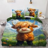 NDXRWDZR Nevresim Takımı 220 x 240 Yetişkin Yayla Sığır Çift Kişilik Fermuarlı Nevresim Rahat Nefes Alabilir Mikrofiber Nevresim ve 2 Yastık Kılıfı 65 x 65 cm