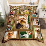 NDXRWDZR Nevresim Takımı 220 x 240 Yetişkin Yorkshire Terrier Nevresim 2 Kişilik Fermuarlı Rahat Nefes Alabilir Mikrofiber Nevresim ve 2 Yastık Kılıfı 65 x 65 cm