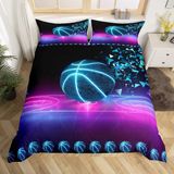 NDXRWDZR nevresim takımı 90 çocuk basketbol yorgan yatak 90 yaşlı kızlar için fermuarlı yumuşak nefes alabilen mikrofiber nordik kılıflar 150 x 220 cm + 2 yastık kılıfı 50 x 80 cm