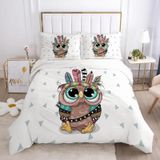 NDXRWDZR Nevresim takımı 90 çocuk baykuş yorgan yatak 90 yaşlı kızlar için fermuarlı yumuşak nefes alabilen mikrofiber nordik kılıflar 150 x 220 cm + 2 yastık kılıfı 50 x 80 cm