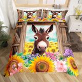 NDXRWDZR nevresim takımı 90 çocuk eşek kahverengi yorgan kızlar için 90 yaş yatağı fermuarlı yumuşak nefes alabilen mikrofiber nordik kılıflar 150 x 220 cm + 2 yastık kılıfı 50 x 80 cm