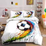 NDXRWDZR nevresim takımı 90 çocuk futbolu beyaz, yorgan kızlar için 90 kişilik yatak, fermuarlı, yumuşak nefes alabilen mikrofiber, kuvvetli kılıf, 150 x 220 cm + 2 yastık kılıfı 50 x 80 cm