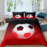 NDXRWDZR nevresim takımı 90 çocuk futbolu kırmızı yorgan kızlar için 90 yaş yatağı fermuarlı yumuşak nefes alabilen mikrofiber nordik kılıflar 150 x 220 cm + 2 yastık kılıfı 50 x 80 cm