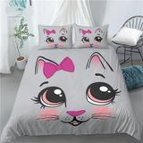 NDXRWDZR nevresim takımı 90 çocuk kedi gri yorgan yatağı kızlar için 90 yaş yatağı fermuarlı yumuşak nefes alabilen mikrofiber nordik kılıflar 150 x 220 cm + 2 yastık kılıfı 50 x 80 cm