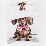 NDXRWDZR Nevresim takımı 90 çocuk köpek sosis yorgan yorgan kızlar için çocuklar için yumuşak fermuarlı nefes alabilen mikrofiber nordik kılıflar 150 x 220 cm + 2 yastık kılıfı 50 x 80 cm