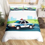 NDXRWDZR nevresim takımı 90 çocuk polis arabası yorgan kızlar için 90 yaş yatağı fermuarlı yumuşak nefes alabilen mikrofiber nordik kılıflar 150 x 220 cm + 2 yastık kılıfı 50 x 80 cm