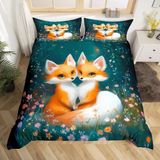 NDXRWDZR nevresim takımı 90 çocuk tilki yorgan yatak 90 yaşlı kızlar için, fermuarlı yumuşak, nefes alabilen mikrofiber, kuvvetli kılıf, 150 x 220 cm + 2 yastık kılıfı 50 x 80 cm