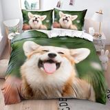 NDXRWDZR nevresim takımı 90 yaş köpek Akita yorgan yatak kızlar için çocuklar için fermuarlı yumuşak nefes alabilen mikrofiber nordik kılıflar 150 x 220 cm + 2 yastık kılıfı 50 x 80 cm