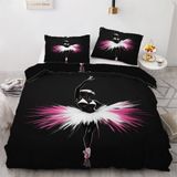 NDXRWDZR nevresim takımı 90 yaşlı çocuk balesi siyah yorgan kızlar için 90 yaş yatak çocuk fermuarlı yumuşak nefes alabilen mikrofiber nordik kılıflar 150 x 220 cm + 2 yastık kılıfı 50 x 80 cm