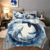 NDXRWDZR nevresim takımı 90 yaşlı çocuk balık koi yorgan yatak 90 yaşlı kızlar için fermuarlı yumuşak nefes alabilen mikrofiber nordik kılıflar 150 x 220 cm + 2 yastık kılıfı 50 x 80 cm