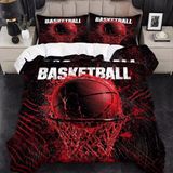 NDXRWDZR nevresim takımı 90 yaşlı çocuk basketbolu kırmızı yorgan kızlar için 90 yaş yatağı fermuarlı yumuşak nefes alabilen mikrofiber nordik kılıflar 150 x 220 cm + 2 yastık kılıfı 50 x 80 cm