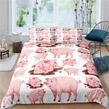 NDXRWDZR nevresim takımı 90 yaşlı çocuk domuz pembe yorgan yatak 90 yaşlı kızlar için fermuarlı yumuşak nefes alabilen mikrofiber nordik kılıflar 150 x 220 cm + 2 yastık kılıfı 50 x 80 cm