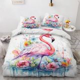 NDXRWDZR nevresim takımı 90 yaşlı çocuk Flamenko pembe yorgan yatak 90 yaşlı kızlar için fermuarlı yumuşak nefes alabilen mikrofiber nordik kılıflar 150 x 220 cm + 2 yastık kılıfı 50 x 80 cm