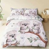 NDXRWDZR nevresim takımı 90 yaşlı çocuk koala yorgan yatak 90 yaşlı kızlar için fermuarlı yumuşak nefes alabilen mikrofiber nordik kılıflar 150 x 220 cm + 2 yastık kılıfı 50 x 80 cm