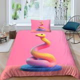 NDXRWDZR Nevresim takımı 90 yaşlı çocuk yılan pembe yorgan yatak 90 yaşlı kızlar için fermuarlı yumuşak nefes alabilen mikrofiber nordik kılıflar 150 x 220 cm + 2 yastık kılıfı 50 x 80 cm