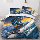 NDXRWDZR Nevresim takımı yatak 150 kayak, yatak örtüsü, 150 cm, çocuklar için, yetişkinler için, fermuarlı, yumuşak nefes alabilir, mikrofiber, nordik kılıflar, 240 x 220 cm + 2 yastık kılıfı 50 x 80