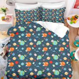 NDXRWDZR Nevresim takımı yatak 90 cm uzay gezegen yorgan kızlar için çocuklar için fermuarlı yumuşak nefes alabilen mikrofiber nordik kılıflar 150 x 220 cm + 2 yastık kılıfı 50 x 80 cm