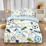 NDXRWDZR nevresim takımı yatak 90 futbol yorgan yatak 90 yaşlı kızlar için çocuklar için fermuarlı yumuşak nefes alabilen mikrofiber nordik kılıflar 150 x 220 cm + 2 yastık kılıfı 50 x 80 cm