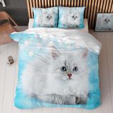 NDXRWDZR nevresim takımı yatak 90 kedi beyaz yorgan kızlar için 90 yaş yatağı fermuarlı yumuşak nefes alabilen mikrofiber nordik kılıflar 150 x 220 cm + 2 yastık kılıfı 50 x 80 cm
