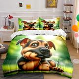 NDXRWDZR Nevresim takımı yatak 90 sevimli köpek yorganı, kızlar için 90 cm, fermuarlı, yumuşak nefes alabilen mikrofiber, kuvvetli kılıflar, 150 x 220 cm + 2 yastık kılıfı 50 x 80 cm
