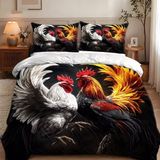 NDXRWDZR Nevresim takımı yatak 90 tavuk tavuk horoz yorgan yatak 90 yaşlı kızlar için fermuarlı yumuşak nefes alabilen mikrofiber nordik kılıflar 150 x 220 cm + 2 yastık kılıfı 50 x 80 cm