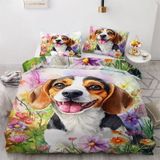 NDXRWDZR nevresim takımı yatak 90 yaş çocuğu, sevimli beagle yorgan, kızlar için 90 yaş yatağı, fermuarlı, yumuşak nefes alabilen mikrofiber, kuvvetli kılıf, 150 x 220 cm + 2 yastık kılıfı 50 x 80 cm