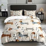 NDXRWDZR Nevresim takımı yatak 90 yaş köpek sosis yorganı, kızlar için 90 cm, fermuarlı yumuşak nefes alabilen mikrofiber nordik kılıflar, 150 x 220 cm + 2 yastık kılıfı 50 x 80 cm