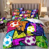 NDXRWDZR Nevresim takımı yatak 90 yaşlı çocuk futbol yorganı, kızlar için, çocuklar için, fermuarlı yumuşak, nefes alabilen mikrofiber, kuvvetli kılıf, 150 x 220 cm + 2 yastık kılıfı 50 x 80 cm
