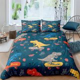 NDXRWDZR Nevresim takımı yatak 90 yaşlı çocuk sevimli dinozor yorgan yorgan kızlar için 90 yaşlı çocuk fermuarlı yumuşak nefes alabilen mikrofiber kuvvetli kılıflar 150 x 220 cm + 2 yastık kılıfı 50 x