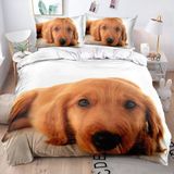 NDXRWDZR nevresim takımı yatak örtüsü 150 Golden Retriever yatak örtüsü 150 çocuk yetişkinler için fermuarlı yumuşak nefes alabilen mikrofiber nordik kılıflar, 240 x 220 cm + 2 yastık kılıfı 50 x 80