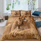 NDXRWDZR nevresim takımı yatak örtüsü 90 aslan kahverengi yorgan kızlar için 90 kişilik yatak fermuarlı yumuşak nefes alabilen mikrofiber nordik kılıflar 150 x 220 cm + 2 yastık kılıfı 50 x 80 cm