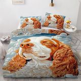 NDXRWDZR Nevresim takımı yatak örtüsü 90 çocuk Cocker Spaniel Yorgan Yatak 90 yaşlı kızlar için fermuarlı yumuşak nefes alabilen mikrofiber nordik kılıflar 150 x 220 cm + 2 yastık kılıfı 50 x 80 cm