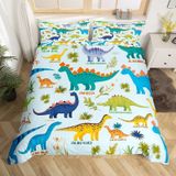 NDXRWDZR nevresim takımı yatak örtüsü 90 çocuk dinozor yorgan yatak 90 yaşlı kızlar için fermuarlı yumuşak nefes alabilen mikrofiber nordik kılıflar 150 x 220 cm + 2 yastık kılıfı 50 x 80 cm