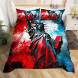 NDXRWDZR Nevresim takımı yatak örtüsü 90 çocuk heykeli La Liberty Yorgan Kızlar için 90 Yatak, Fermuarlı Yumuşak Nefes Alabilen Mikrofiber Nordik Kılıflar 150 x 220 cm + 2 Yastık Kılıfı 50 x 80 cm