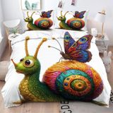 NDXRWDZR Nevresim takımı yatak örtüsü 90 çocuk kelebek salyangoz yorgan kızlar için 90 yaş yatağı fermuarlı yumuşak nefes alabilen mikrofiber nordik kılıflar 150 x 220 cm + 2 yastık kılıfı 50 x 80 cm