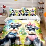 NDXRWDZR Nevresim takımı yatak örtüsü 90 çocuk sevimli Schnauzer yorgan kızlar için 90 yaşlı çocuk fermuarlı yumuşak nefes alabilen mikrofiber kuvvetli kılıflar 150 x 220 cm + 2 yastık kılıfı 50 x 80