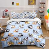 NDXRWDZR Nevresim takımı yatak örtüsü 90 Corgi Yorgan Yatak Kızlar için Çocuklar için Fermuarlı Yumuşak Nefes Alabilir Mikrofiber Nordik Kılıf 150 x 220 cm + 2 Yastık Kılıfı 50 x 80 cm