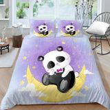 NDXRWDZR nevresim takımı yatak örtüsü 90 panda mor yorgan kızlar için 90 yaş yatağı yumuşak fermuarlı nefes alabilen mikrofiber nordik kılıflar 150 x 220 cm + 2 yastık kılıfı 50 x 80 cm