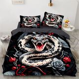 NDXRWDZR nevresim takımı yatak örtüsü 90 yılan siyah yorgan kızlar için çocuklar için fermuarlı yumuşak nefes alabilen mikrofiber nordik kılıflar 150 x 220 cm + 2 yastık kılıfı 50 x 80 cm