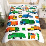NDXRWDZR Nevresim Tek Kişilik Çocuk 135 x 200 cm Çöp Kamyonu Gizli Fermuarlı Nevresim Takımı Mikrofiber Yumuşak Nefes Alabilir Nevresim Takımı Nevresim Takımı ve 2 Yastık Kılıfı 50 x 80 cm