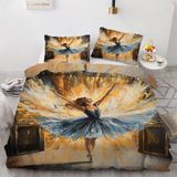 NDXRWDZR Nevresim Tek Kişilik Çocuk 135 x 200 cm Suluboya Bale Gizli Fermuarlı Nevresim Takımı Mikrofiber Yumuşak Nefes Alabilir Nevresim Takımı Nevresim Takımı ve 2 Yastık Kılıfı 50 x 80 cm